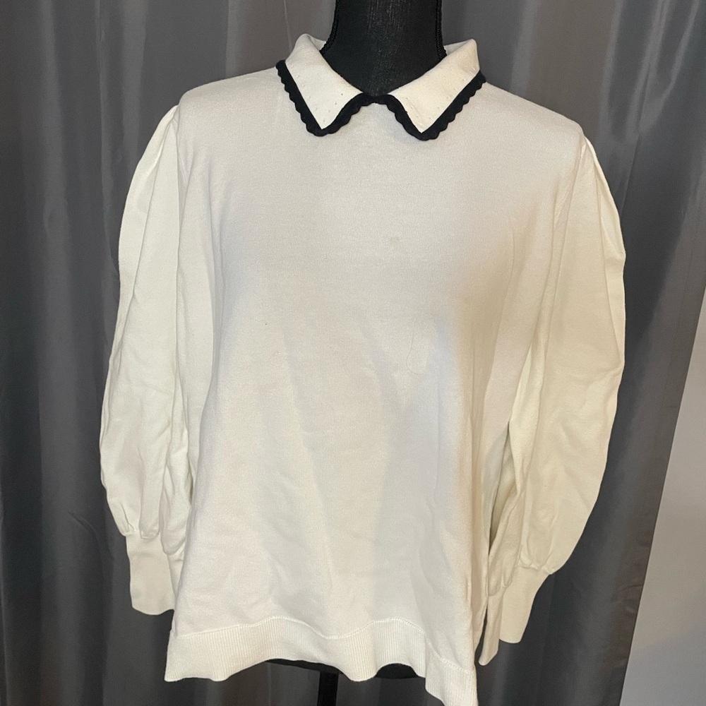 218. Cece Collared Sweater, Size XL, Small stain on front (pictured)